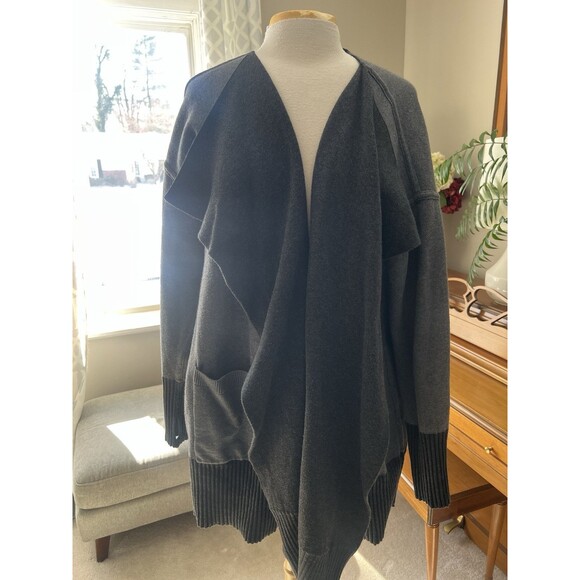LULULEMON Still Lotus Wrap Cardigan Sweater Reversible Dark Gray/Gray Size XL - Picture 4 of 6